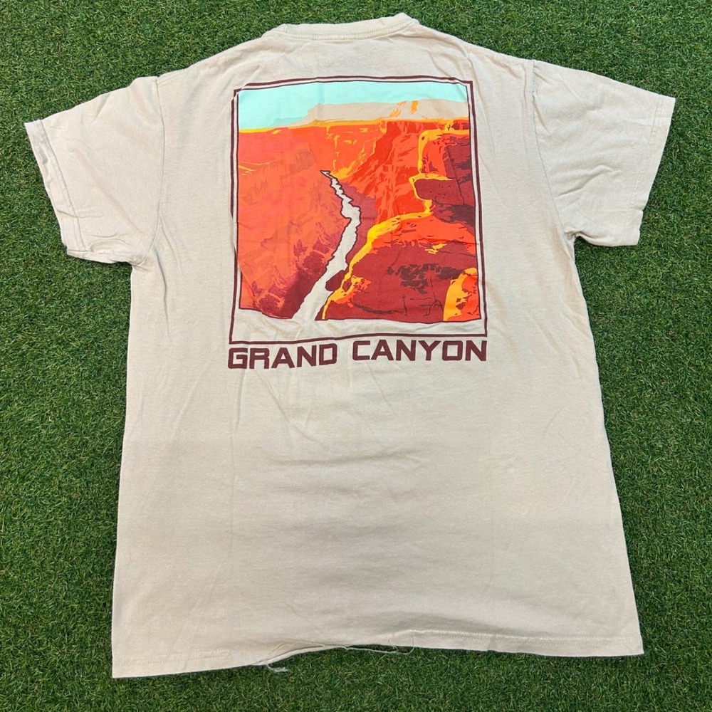 Bowery Supply Co Mens Grand Canyon Graphic T-Shirt Tan Cotton Size M